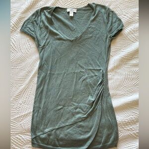 LOFT Ruched Light Teal Short Sleeve Tee